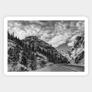 Mountain Road in Black and White Sticker